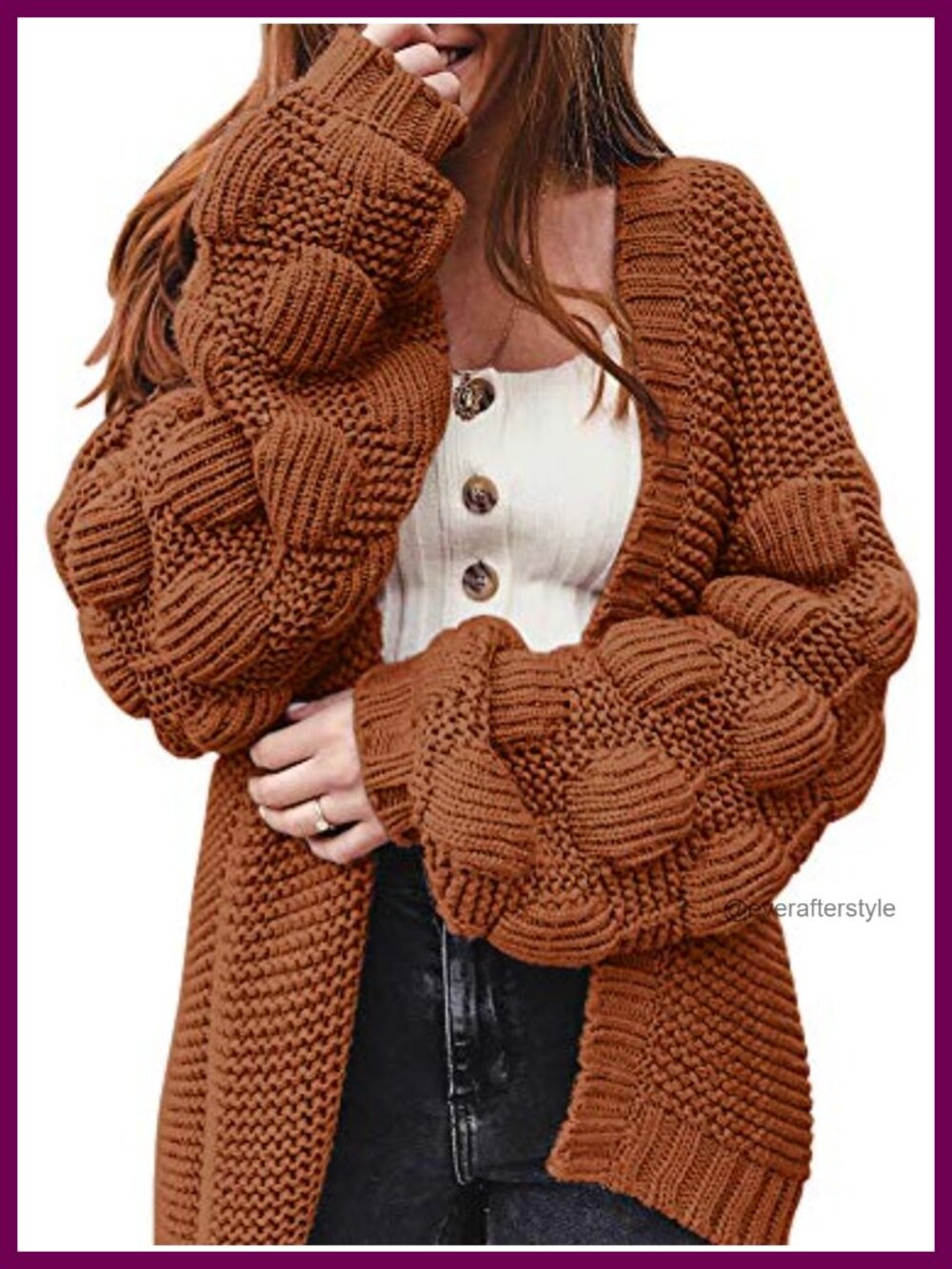 Oversized Chunky Knit Cardigan Open Front Long Sweater Women